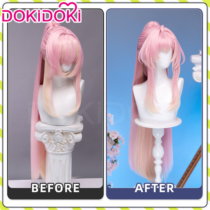 【Ready For Ship】DokiDoki Game Wuthering Waves Cosplay Aemeath Wig / Headpiece Long Straight Pink Ponytail Gradient Dyeing Hair