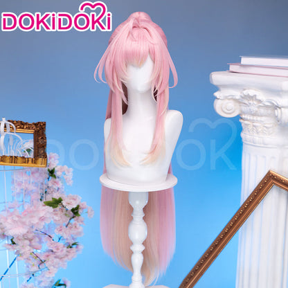 【Ready For Ship】DokiDoki Game Wuthering Waves Cosplay Aemeath Wig / Headpiece Long Straight Pink Ponytail Gradient Dyeing Hair