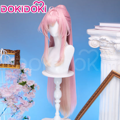 【Ready For Ship】DokiDoki Game Wuthering Waves Cosplay Aemeath Wig / Headpiece Long Straight Pink Ponytail Gradient Dyeing Hair