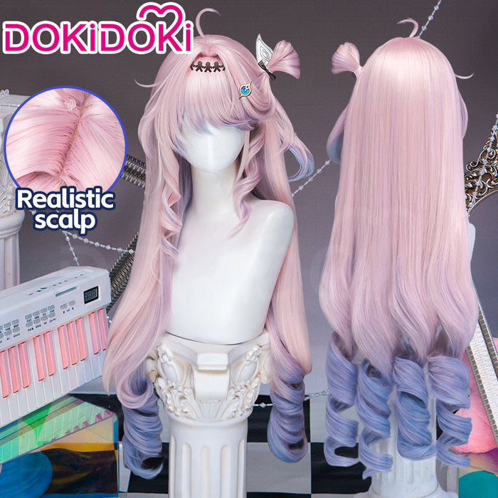 【Ready For Ship】DokiDoki Game Wuthering Waves Cosplay Denia Wig Long Curly Pink Blue Inner Dyeing Hair