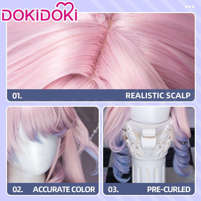 【Ready For Ship】DokiDoki Game Wuthering Waves Cosplay Denia Wig Long Curly Pink Blue Inner Dyeing Hair