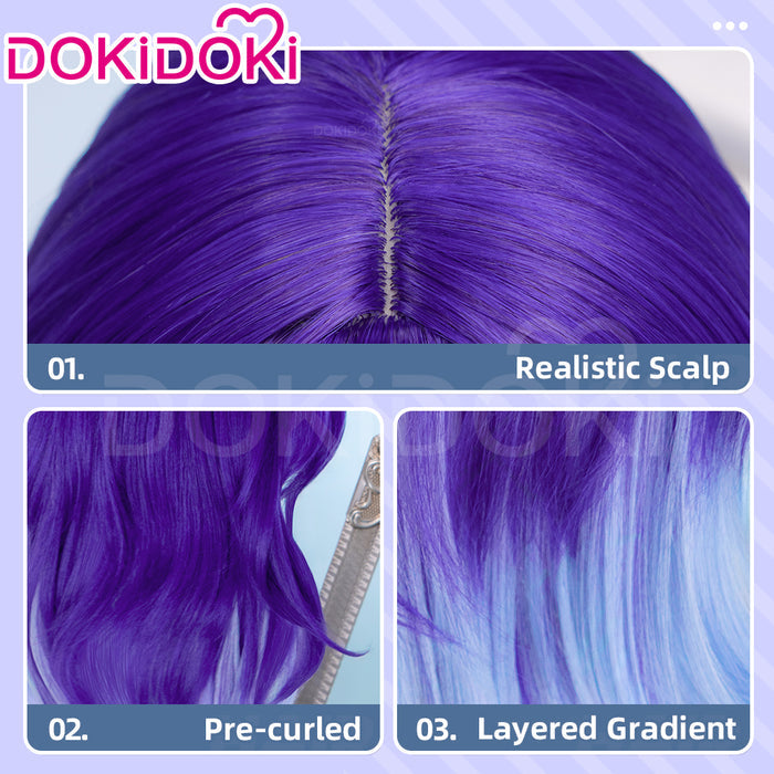【Ready For Ship】DokiDoki Game Wuthering Waves Cosplay Lucilla Wig Long Curly Purple Layered Gradient Hair
