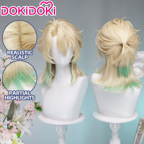 【Ready For Ship】DokiDoki Game Wuthering Waves Cosplay Luuk Herssen Wig Long Blonde Light Green Hightlight Hair