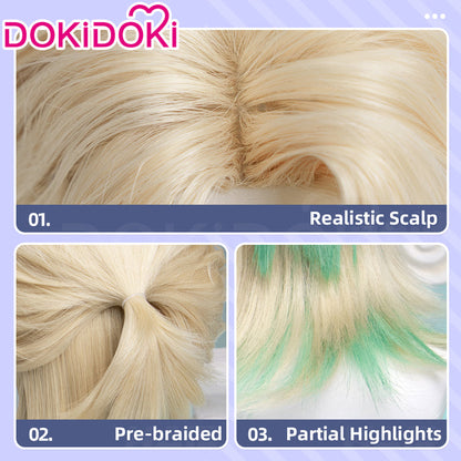 【Ready For Ship】DokiDoki Game Wuthering Waves Cosplay Luuk Herssen Wig Long Blonde Light Green Hightlight Hair