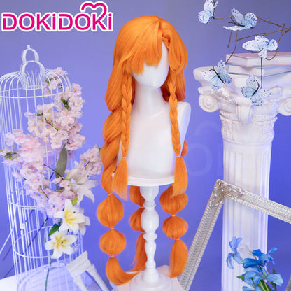 【Ready For Ship】DokiDoki Game Wuthering Waves Cosplay Sigrika Wig Long Orange Hair Bubble Braid Ponytail