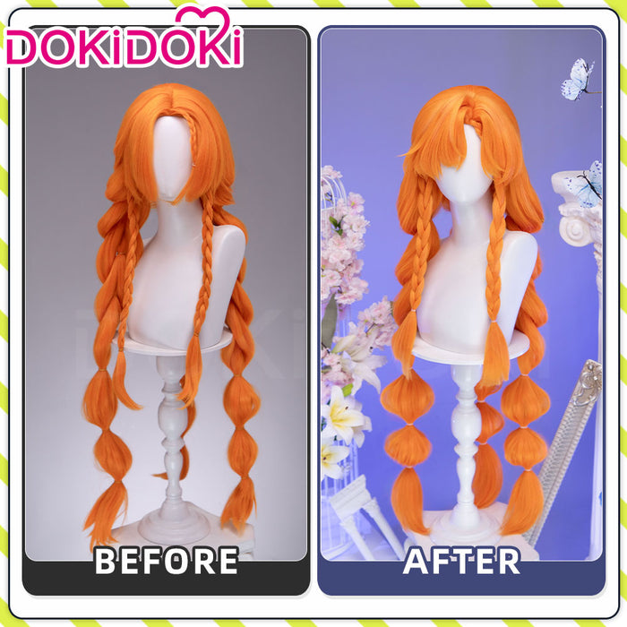 【Ready For Ship】DokiDoki Game Wuthering Waves Cosplay Sigrika Wig Long Orange Hair Bubble Braid Ponytail