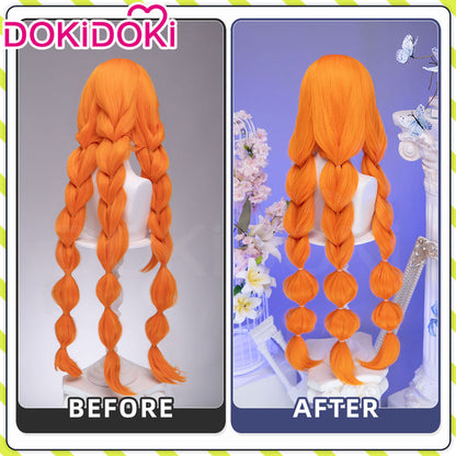 【Ready For Ship】DokiDoki Game Wuthering Waves Cosplay Sigrika Wig Long Orange Hair Bubble Braid Ponytail