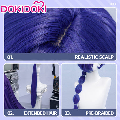 【Ready For Ship】DokiDoki Game Zenless Zone Zero Cosplay Promeia Wig Long Straight Purple Hair Ponytail ZZZ