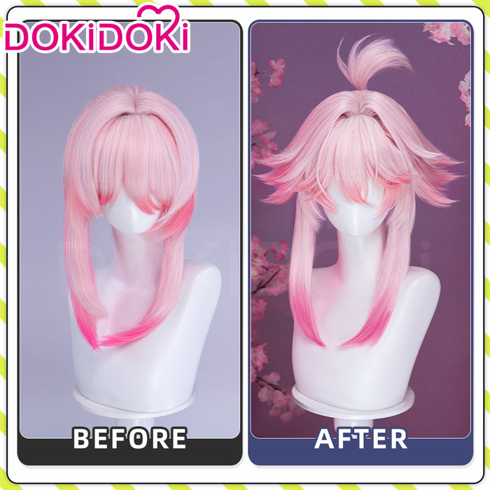 【Ready For Ship】DokiDoki Honkai: Star Rail Cosplay Evanescia Wig Long Pink Gradient Hair / Ear Accessory Planarcadia