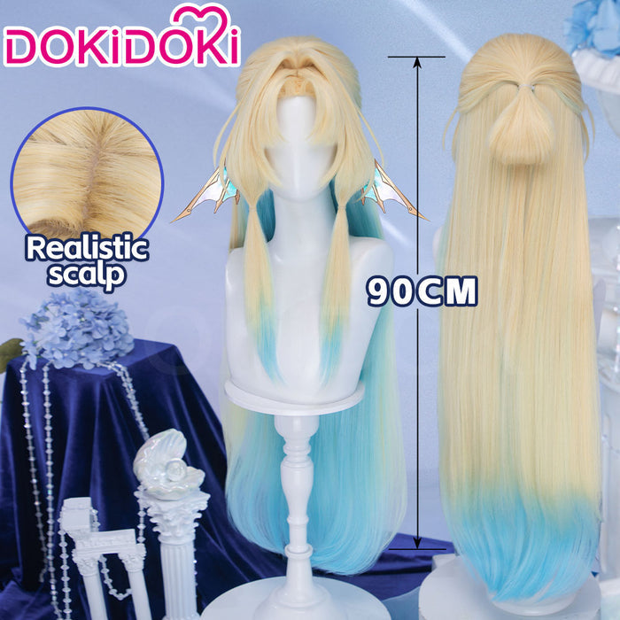 【Ready For Ship】DokiDoki Honkai: Star Rail Cosplay Pearl Wig Long Straight Blonde Blue Gradient Hair Ten Stonehearts