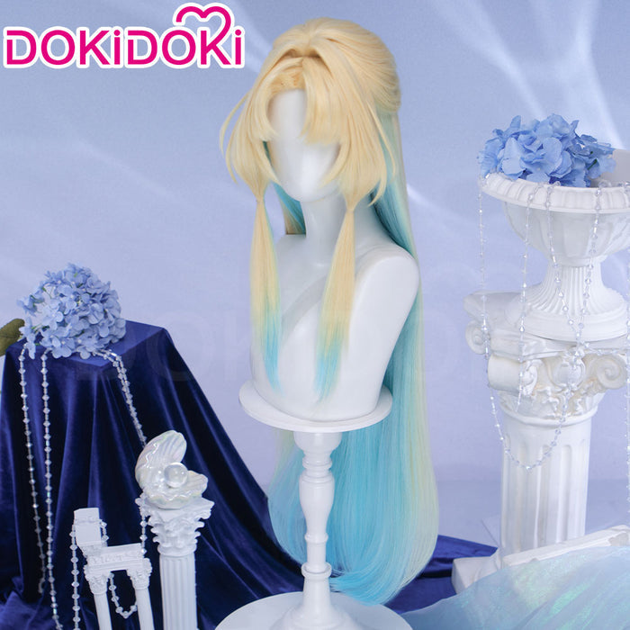 【Ready For Ship】DokiDoki Honkai: Star Rail Cosplay Pearl Wig Long Straight Blonde Blue Gradient Hair Ten Stonehearts
