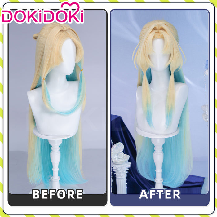 【Ready For Ship】DokiDoki Honkai: Star Rail Cosplay Pearl Wig Long Straight Blonde Blue Gradient Hair Ten Stonehearts