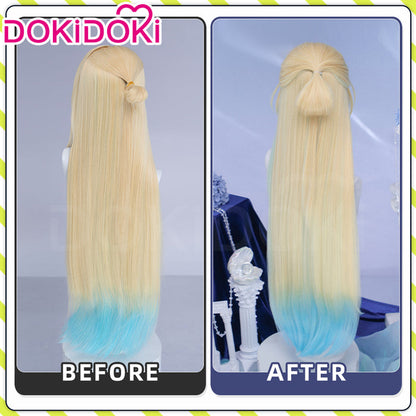 【Ready For Ship】DokiDoki Honkai: Star Rail Cosplay Pearl Wig Long Straight Blonde Blue Gradient Hair Ten Stonehearts