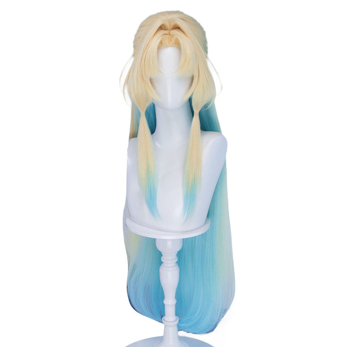 【Ready For Ship】DokiDoki Honkai: Star Rail Cosplay Pearl Wig Long Straight Blonde Blue Gradient Hair Ten Stonehearts