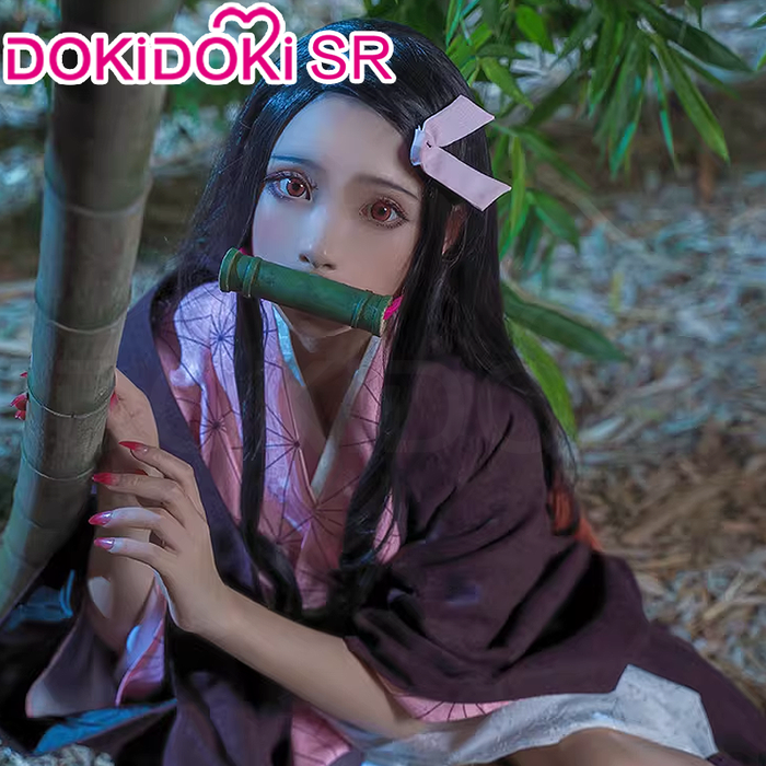 【Ready For Ship】DokiDoki-SR Anime Cosplay Costume Women Pink Kimono Black Coat Halloween