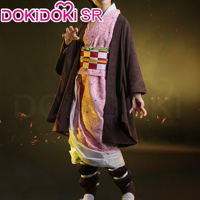 【Ready For Ship】DokiDoki-SR Anime Cosplay Costume Women Pink Kimono Black Coat Halloween