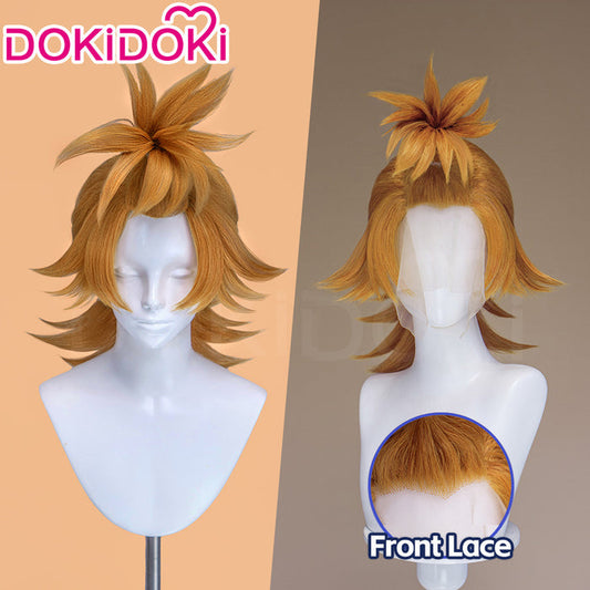 【Ready For Ship】【Front Lace】DokiDoki Anime GACHIAKUTA Cosplay Remlin Tysark Wig Long Orange Hair Upward Ponytail