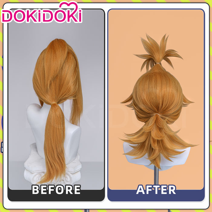 【Ready For Ship】【Front Lace】DokiDoki Anime GACHIAKUTA Cosplay Remlin Tysark Wig Long Orange Hair Upward Ponytail