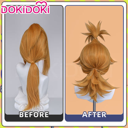 【Ready For Ship】【Front Lace】DokiDoki Anime GACHIAKUTA Cosplay Remlin Tysark Wig Long Orange Hair Upward Ponytail