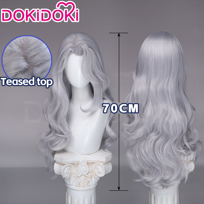 【Ready For Ship】【Front Lace】DokiDoki Game Cosplay Wig Long Curly Silver Hair