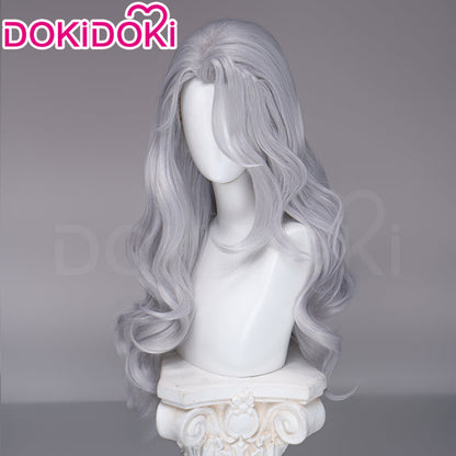 【Ready For Ship】【Front Lace】DokiDoki Game Cosplay Wig Long Curly Silver Hair