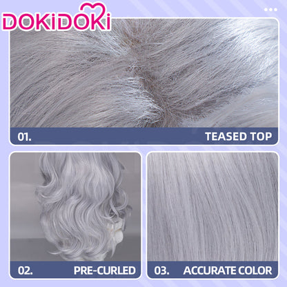 【Ready For Ship】【Front Lace】DokiDoki Game Cosplay Wig Long Curly Silver Hair
