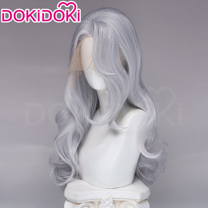 【Ready For Ship】【Front Lace】DokiDoki Game Cosplay Wig Long Curly Silver Hair