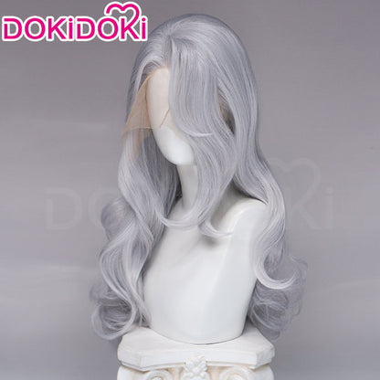 【Ready For Ship】【Front Lace】DokiDoki Game Cosplay Wig Long Curly Silver Hair