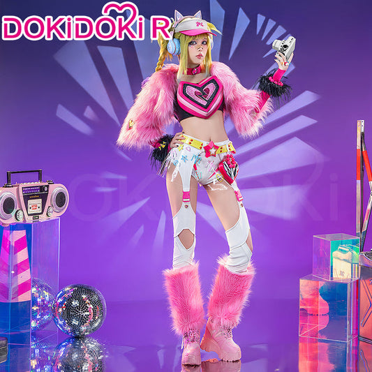 【Ready For Ship】【Glowing】【Size XS-3XL】Dokidoki-R Game Cosplay Costume Woman Tight-Fitting Millenia Might Cute Pink Headphone