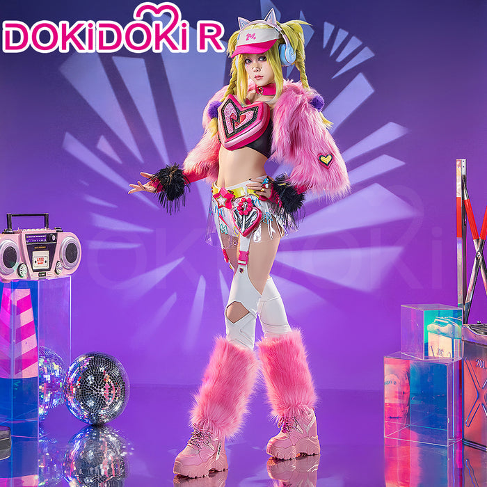 【Ready For Ship】【Glowing】【Size XS-3XL】Dokidoki-R Game Cosplay Costume Woman Tight-Fitting Millenia Might Cute Pink Headphone