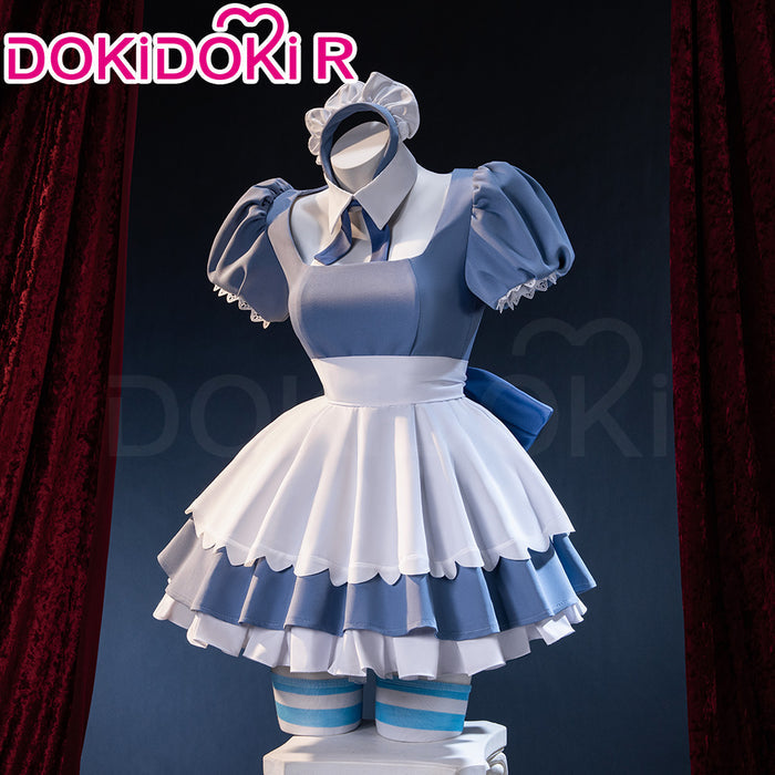 【Ready For Ship】【Last Batch】DokiDoki-R Anime Cosplay Costume Cute Blue White Dress Cafe In Sweets Paradise