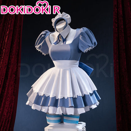 【Ready For Ship】【Last Batch】DokiDoki-R Anime Cosplay Costume Cute Blue White Dress Cafe In Sweets Paradise
