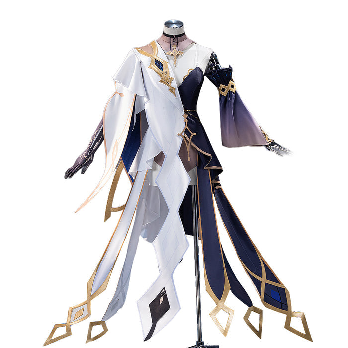 【Ready For Ship】【Size XS-3XL】DokiDoki-N Game Genshin Impact Cosplay Rhinedottir / Naberius Costume Gold “ R ” Song of the Welkin Moon