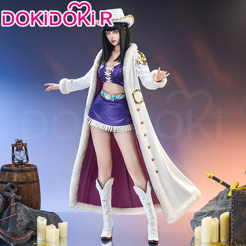 【Ready For Ship】【Size XS-3XL】DokiDoki-R Anime Cosplay  Women Costume Purple White With Hat / Long Cape