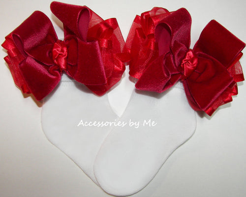 Red Velvet Bow Socks