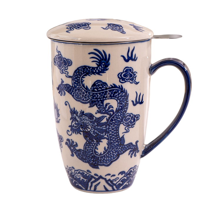 Ryu Dragon Design 15oz Tea Mugs with Lid and Infuser