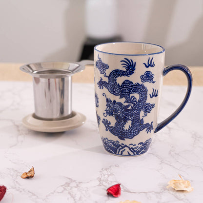 Ryu Dragon Design 15oz Tea Mugs with Lid and Infuser