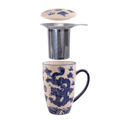 Ryu Dragon Design 15oz Tea Mugs with Lid and Infuser