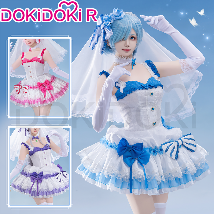 【Size S-2XL】DokiDoki-R Anime Cosplay Costume Light Blue / Pink / Purple Dress