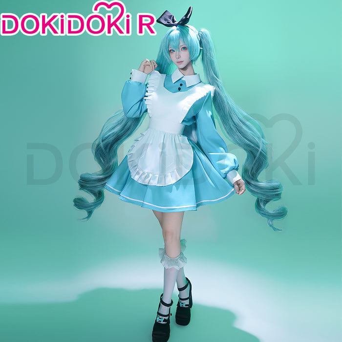 【Size S-2XL】DokiDoki-R Cosplay Maid Costume Blue White Wonderland Outfit