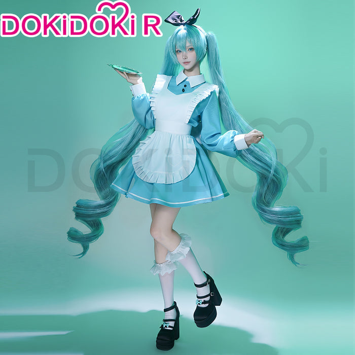 【Size S-2XL】DokiDoki-R Cosplay Maid Costume Blue White Wonderland Outfit