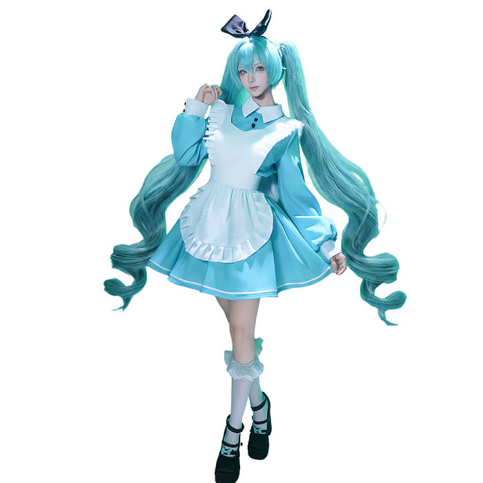 【Size S-2XL】DokiDoki-R Cosplay Maid Costume Blue White Wonderland Outfit