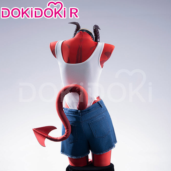 【Size S-2XL】DokiDoki-R Game Cosplay Costume Red Bodysuit Devil With Tail