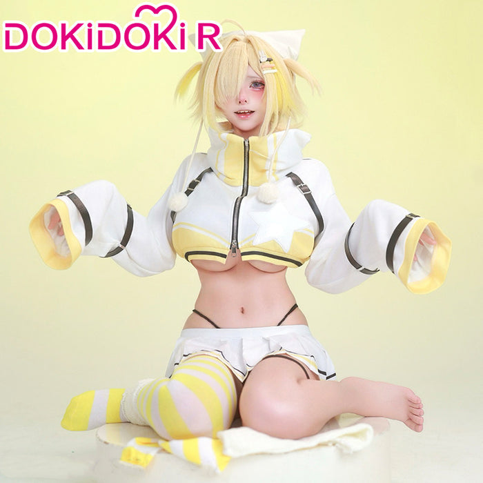 【Size S-2XL】DokiDoki-R Game Cosplay Costume White Yellow Sweatshirt Skirt Outfit