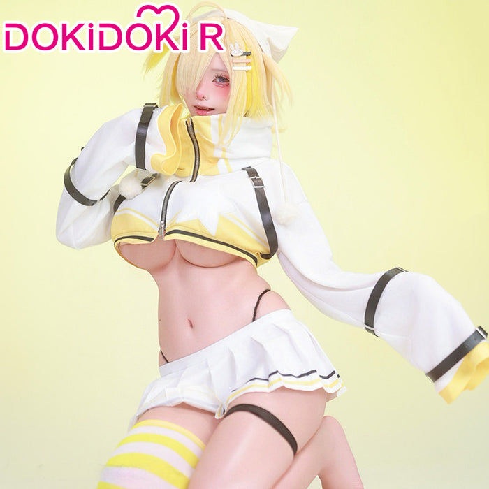 【Size S-2XL】DokiDoki-R Game Cosplay Costume White Yellow Sweatshirt Skirt Outfit
