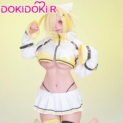 【Size S-2XL】DokiDoki-R Game Cosplay Costume White Yellow Sweatshirt Skirt Outfit