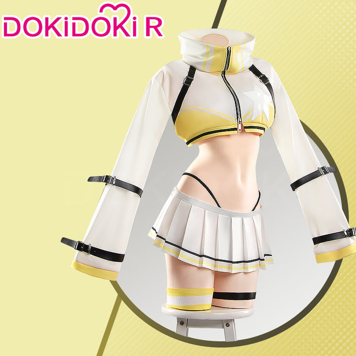 【Size S-2XL】DokiDoki-R Game Cosplay Costume White Yellow Sweatshirt Skirt Outfit