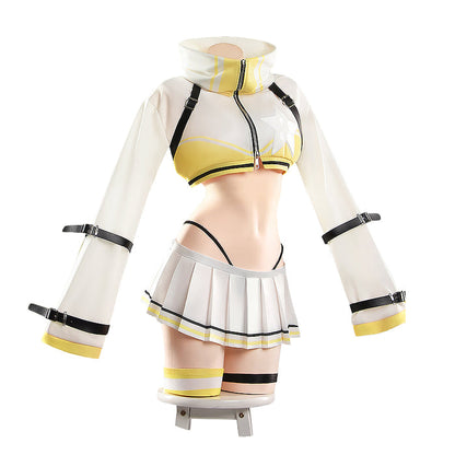 【Size S-2XL】DokiDoki-R Game Cosplay Costume White Yellow Sweatshirt Skirt Outfit