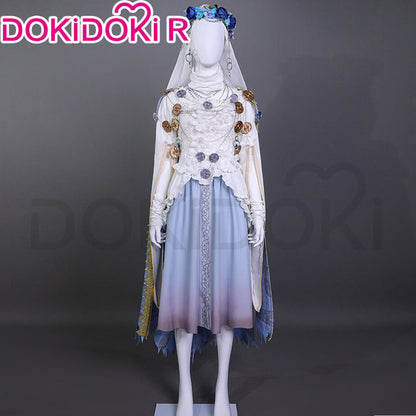 【Size S-2XL】DokiDoki-R Game Cosplay White Blue Dress Halloween