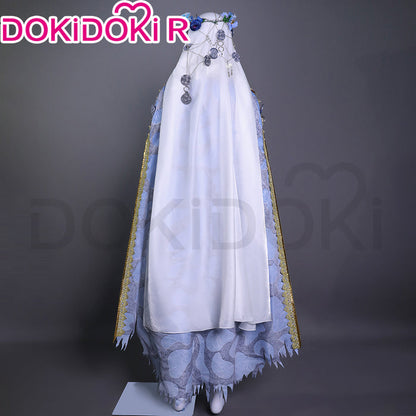 【Size S-2XL】DokiDoki-R Game Cosplay White Blue Dress Halloween